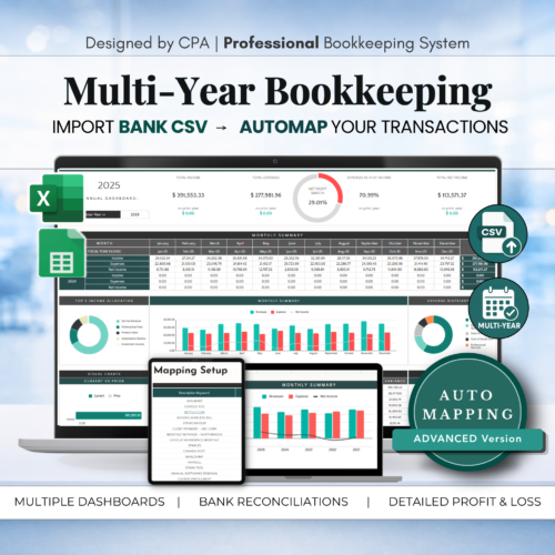 Multi-Year Bookkeeping System with Auto Mapping